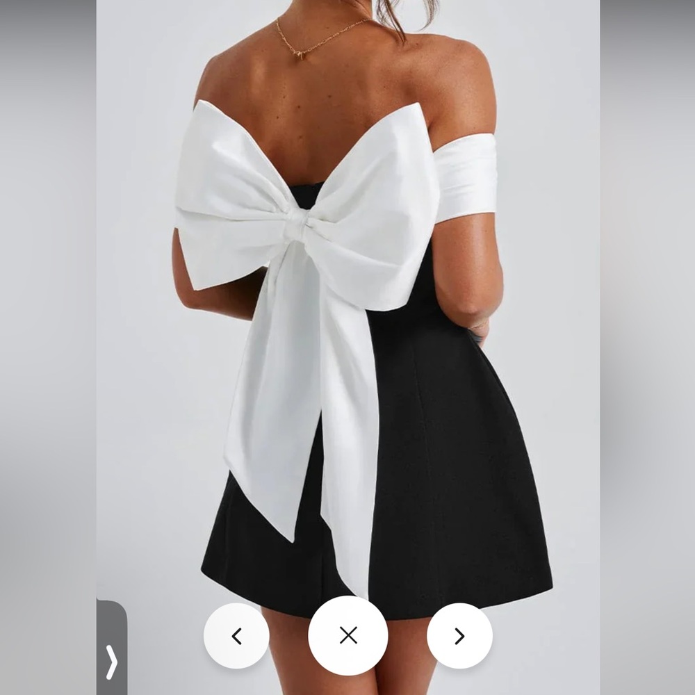 Elegant Black Women's Dress with White Bow 

Small & Medium Available - Picture 2 of 8